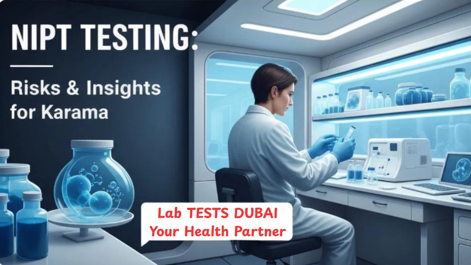Understanding NIPT Testing: Risks, Limitations, and What Karama Families Need to Know 1 NIPT testing laboratory in Dubai – scientist analyzing prenatal DNA samples for Karama residents.